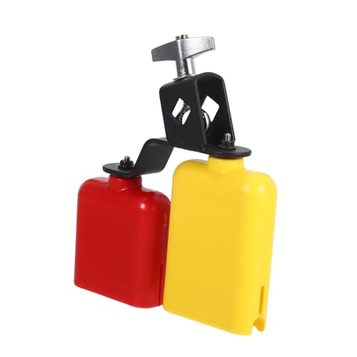 ibasenice Plastic Jam Block Drum Bells Dual Mounted Cowbell Bicolor Bell Percussion Instrument For Drum Set