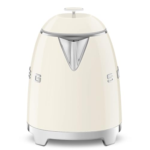 Image of SMEG Mini 50's Retro Style 3 Cup Electric Kettle with Double Wall Anti Slip Base and Water Level Indicator (Cream)