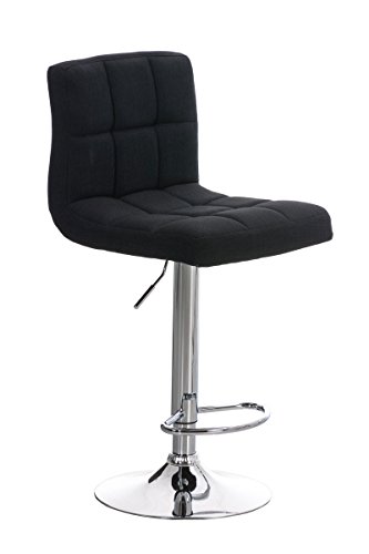 Tabouret de Bar Réglable en Hauteur Peru Tissu I Chaise Haute avec Dossier et Assise Pivotante I Siège Rembourrée Repose-pied Ergonomique, Couleur:noir