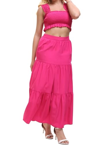 Image of Women's 2 Piece Beach Skirts Sexy Party Dress Crop Top and Long Skirt Sets
