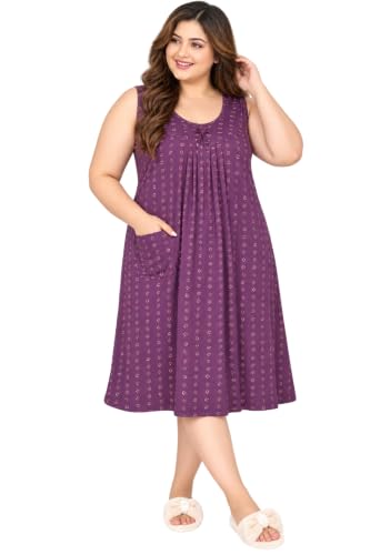 Image of Onekbhalo Women Cotton Night Dress Printed Culf Length Night Gown Short Nighty