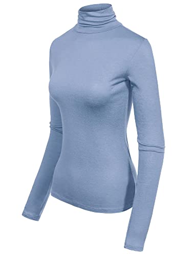 Image of MixMatchy Women's Slim Lightweight Long Sleeve Pullover Turtleneck Mock Shirts Base Layer Undershirts Active Tops