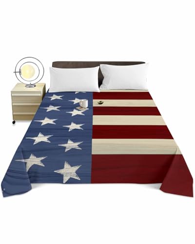 California King Flat Sheet Only Classic Patriotic Striped Stars Soft