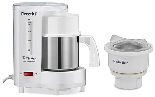 Image of Preethi Dripcafe Coffee Maker (White) MGA-502 0.4-Litre Grind and Store Jar (White), Set of 1