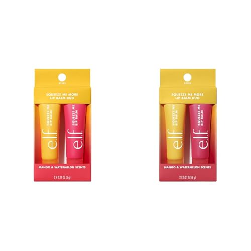 Image of e.l.f. Squeeze Me More Lip Balm Duo, Moisturizing Balm For A Sheer Tint Of Color, Made With Hyaluronic Acid, Vegan & Cruelty-Free, Mango & Watermelon (Pack of 2)