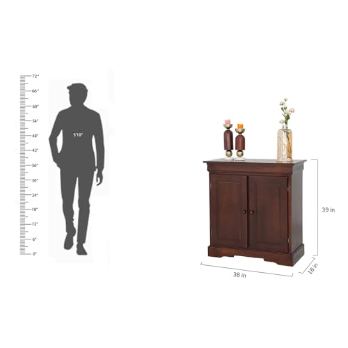 Image of Royaloak Texas American Shoe Rack 2 Door | Beveled Top Design | Solid Wood Veneer | Ample Storage | Metal Knobs | Soft Closing Hinges | Modern Design | Shoe Stand