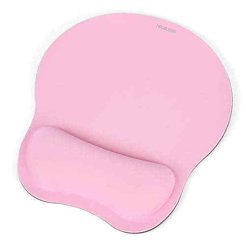 TIDALSOIL Ergonomic Mouse Pad with Wrist Support with Non-Slip PU Base, Pain Relief Memory Foam Mousepad for Office & Home, Pink