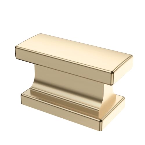 Alzassbg 1.46" Brushed Brass Rectangle Cabinet Knobs 10 Pack, AL6061BB
