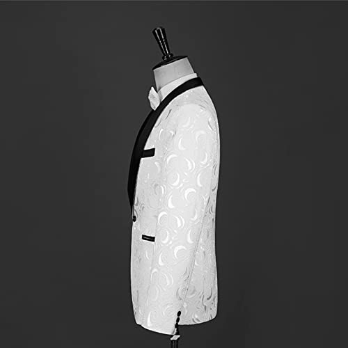 Men's 3 Piece Jacquard Suit 1 Button Shawl Lapel Paisley Tuxedo Set Stylish Slim Jacket Vest Pants with Bow Tie3