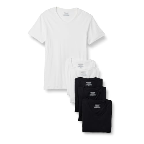 Image of Amazon Essentials Men's Slim Fit V-Neck Undershirt, Breathable Cotton, Pack of 6