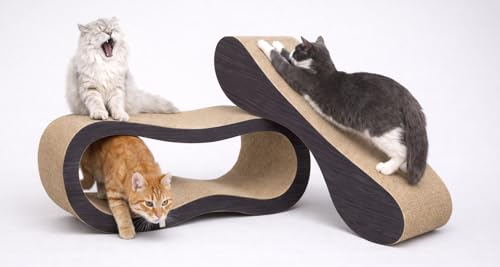 2 in 1 Large Cardboard Cat Scratcher LoungerCat Scratching Board for Indoor Cats 100% Recyclable&Reversible Horizontal Scratching Pads Prevents Furniture Damage Brown