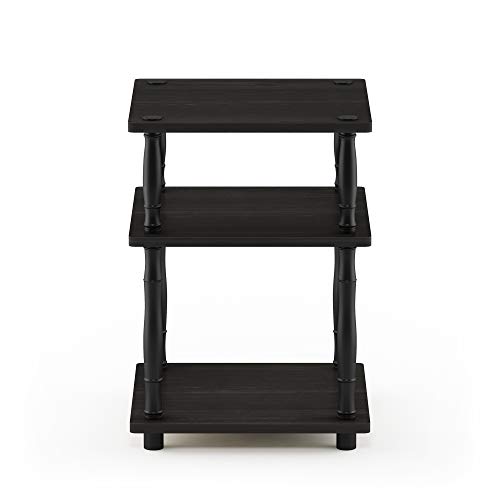Image of Furinno Turn-N-Tube Night Stand, 3-Tier Square Nightstand, Open Shelf Side Table, End Table with Classic Tube, for Living Room, Bedroom, Espresso