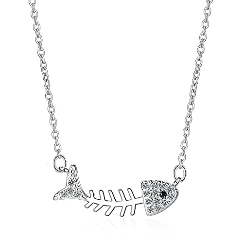 Collier os de poisson en argent 925 le cadeau idéal avec zircons