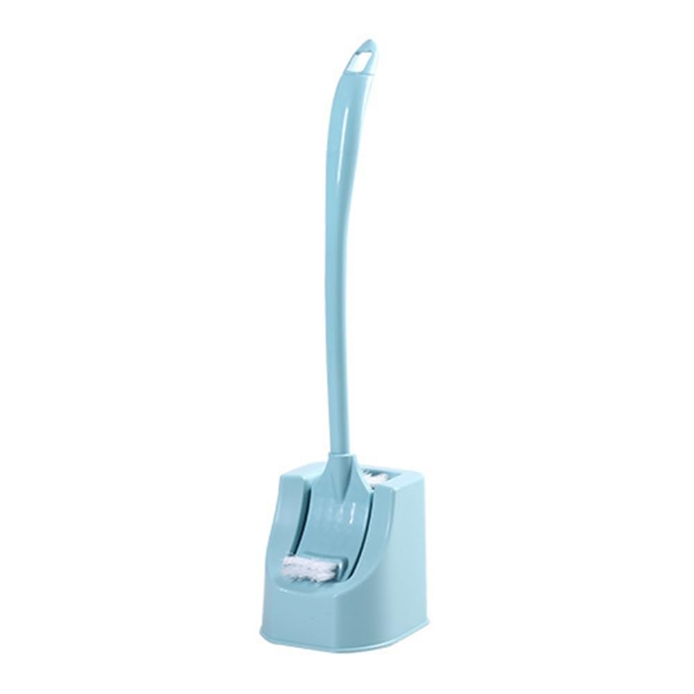 Zyyanshop Blue Toilet Brush Toilet Brush Set Cleaning Household Soft Bristle Bathroom Long Handle(Blue)