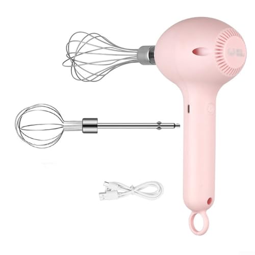 Mezclador eléctrico de mano con motor de 30 W, herramienta de cocina para mezclar masa y masa fácilmente en cualquier lugar que vayas (rosa)