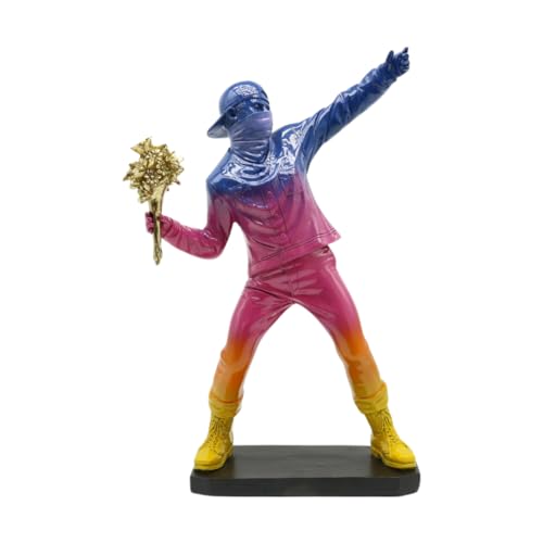 Escultura Banksy Flower Thrower Resina 15.75 pulgadas