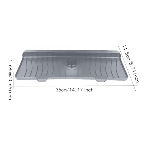 Protector de salpicaduras para grifo en silicona gris de 36 cm con orificio ajustable 4
