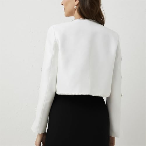 Women's Rhinestone Blazer Jacket – Elegant Long Sleeve Dressy Coat for Wedding, Party, Evening Events4