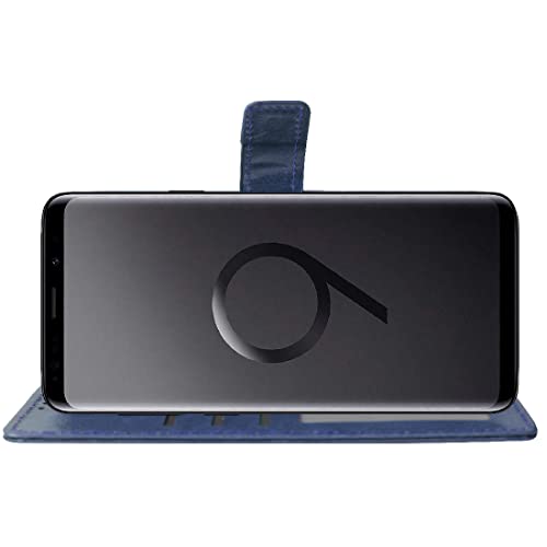 Image of Flip Cover Back Case for Samsung Galaxy S9 Plus | Premium Leather Finish | Inbuilt Pockets & Stand | Flip Cover Back Case for Samsung Galaxy S9 Plus (Blue)