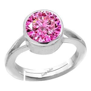 13.00 Carat Natural Pink Zircon Stone Adjustable Ring American Diamond Original Certified Gemstone Silver Plated Ring for Men and Women (Lab - Certified)-image-29