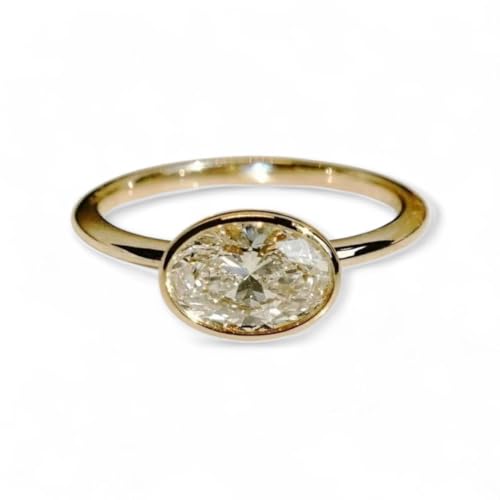 3CT Horizontal Oval Cut Solitaire Moissanite Diamond Gorgeous Anniversary in S925 Sterling Silver Ring, Oval Promise Ring, moissanite Ring - GJH192