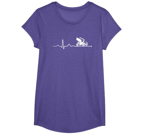 Sprint CAR Racing: Sprint Car Racing Heartbeat T-Shirt, Girls, Purple Heather, X-Small