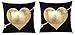 KIRALOVE Dwie poszewki na poduszki na sofę 40 x 40 cm - serce - kwadratowa poduszka dekoracyjna - czarny kolor - len - sypialnia - dom - złoty nadruk - oryginalny pomysł na prezent - doskonała jakość