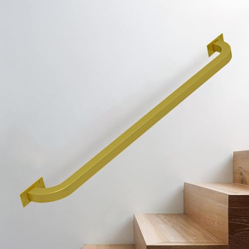 Escalier sécurisé avec la rampe de sécurité or en métal tube carré 90cm - 2