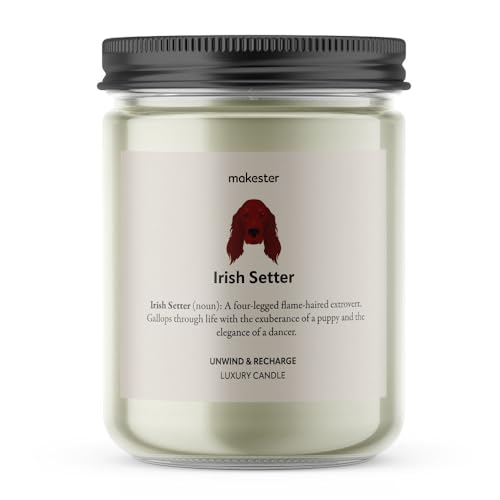 Irish Setter Gifts - Luxury Soy Wax Candle - Vanilla, Jasmine, Sugared Almond - Makester, White - Image 2