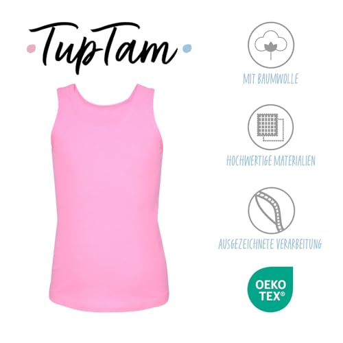 TupTam Unterhemden Mädchen Baumwoll Unterhemd 5er Pack Tank Top Ärmellos Kinder, Farbe: Rosa Lila Blau Schwarz Grau, Größe: 134-140