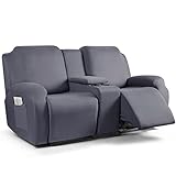 TAOCOCO Reclining Loveseat with Middle Console Slipcover, 4 Piece Polyester Fabric Stretch Loveseat