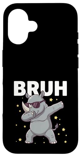 Bruh Dabbing Rhino �T���O���X �ʔ��� �_�r���O ���킢�� ���� �X�}�z�P�[�X iPhone 16 �p