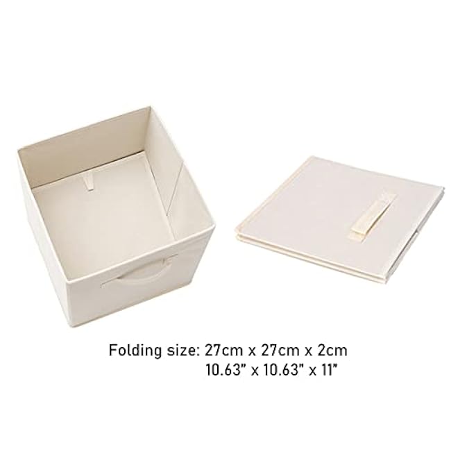 Basics Fabric Clothing Storage Bins - 10.6 x 10.6 x 11 - 2 Pack - Collapsible Storage Cubes Organizer with Handles, Linen Foldable Storage Baskets Cloth Box Containers, Closet Organizers