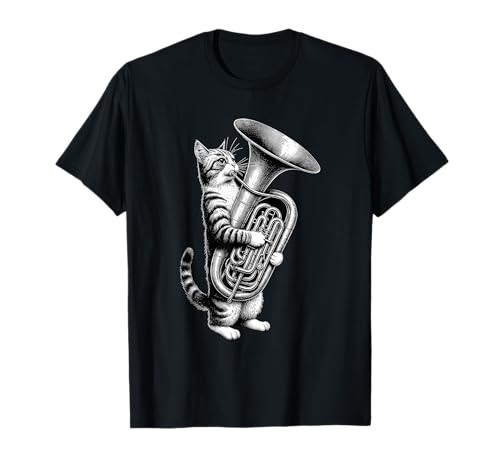Cat Playing Tuba Marching Band Tuba Player Musician T-Shirt