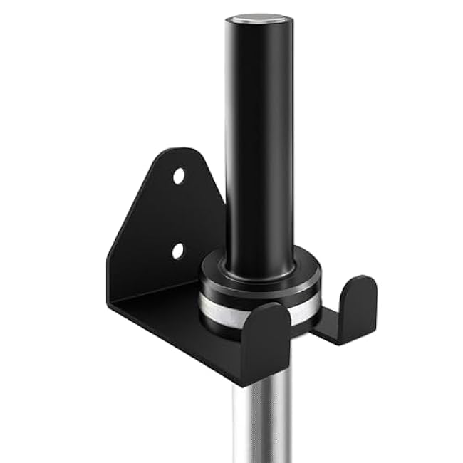 Olympic Barbell Hanger,Garage Gym Bar Wall Rack,Vertical Barbell Mount Rack,Single Barbell Holder Wall Mount,Space Saving Commercial or Home Gym Accessory,Holds 33mm Bar (1 hook black)