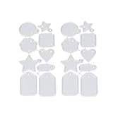 YOSADIER 2 STÜCK Metall stanzschablonen für DIY Label Anhänger Langlebige Leichte Carbon stahl Schneidevorlagen Wiederverwendbar für Handgemachte Etiketten Geeignet für Bastelfans