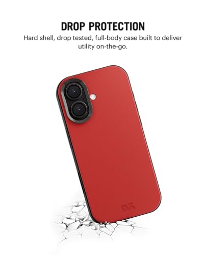 Image of DailyObjects Leatherite Case for iPhone 16 Plus Compatible with Mag-Safe Wireless Charging | Crimson-Grey Hybrid Magnetic Back Cover