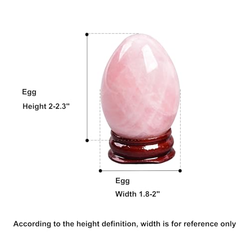 Image of AMOYSTONE Natural Rose Quartz Crystal Egg with Base for Home Decor, Healing & Reiki Use, Small Size 2-2.3 inch, Naturally Formed Stone Carving for Bedroom or Office Display