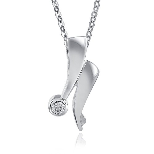 Preisvergleich Produktbild MATERIA 45cm Ankerkette + Zirkonia Kettenanhänger Silber 925 'Sternschnuppe' rhodiniert mit Box