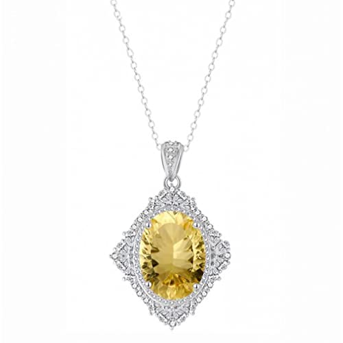 Pendentif citrine d'exception et chaîne en argent sterling 925 de haute joaillerie