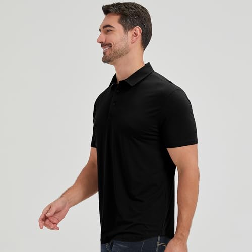 netdraw Mens Lightweight Bamboo Viscose Polo Ultra Soft Curved Hem UPF 50+ Casual Collared Golf Shirt3
