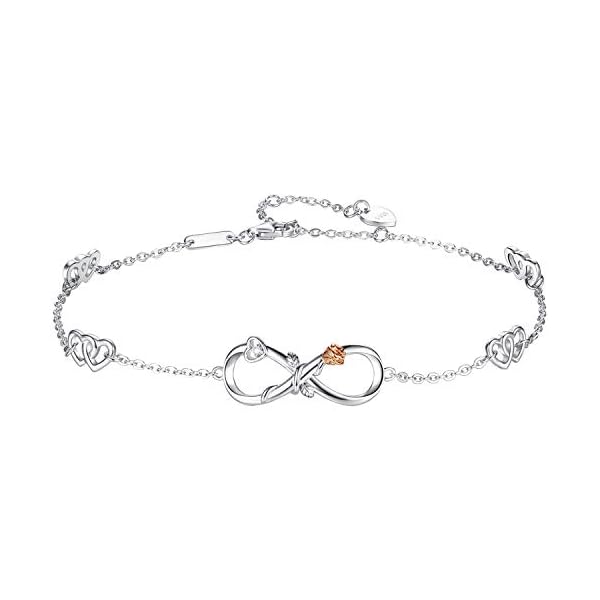 Ankle Bracelets for Women, Sterling Silver Infinity Foot anklets Large Bracelet, Valentines Day Jewelry Birthday Gifts for Wife Daughter
