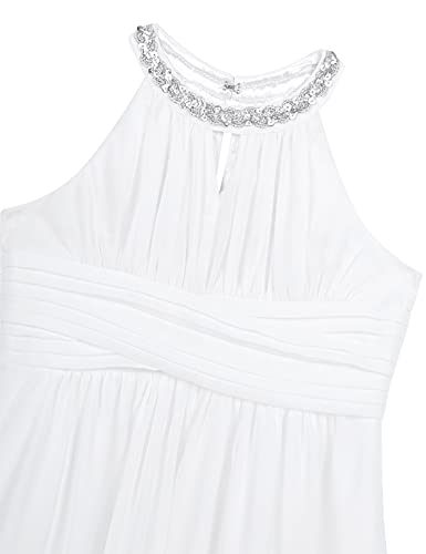 Girls Sequined Halter Ruffles Chiffon Bridesmaid Dress Wedding Pageant Birthday Party Prom Maxi Gown4