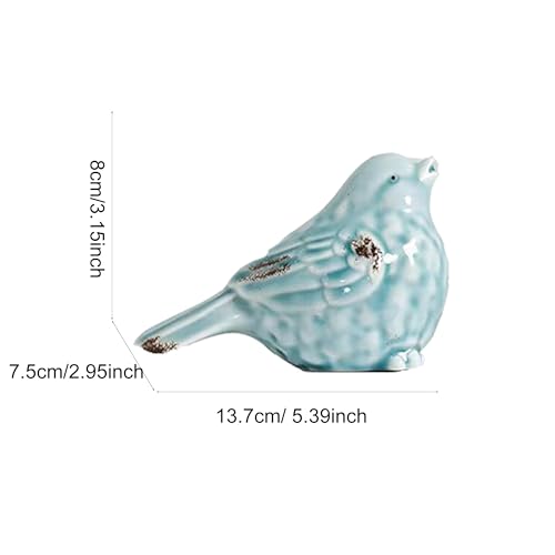 Estatua Decorativa de Pájaros de Cerámica Azul Claro miniatura 7