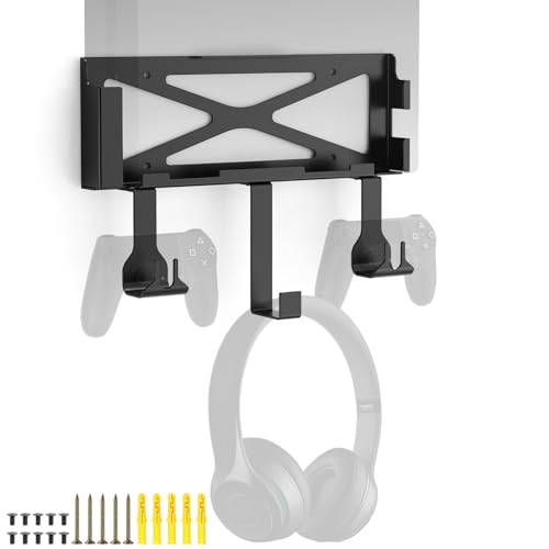 PS4 FAT Wall Mount Bracket Wall Mount Compatible Only with PS4 Original Old Model CUH-1000/1100/1200 with 2 Controller Holders & Headset Hanger Space Saving TV Side Mount