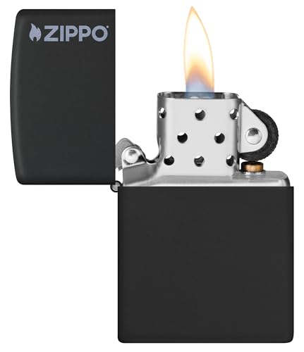 Encendedor Zippo Logo Negro Mate de Bolsillo miniatura 3
