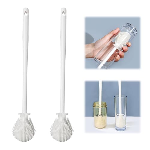 Luckwaii Limpia Biberones Cepillo 2 Piezas Cepillo Plegable para biberón con Mango Largo para una Limpieza a 360° Sin Extremos Muertos, Cepillo Botellas para Biberones, Vaso