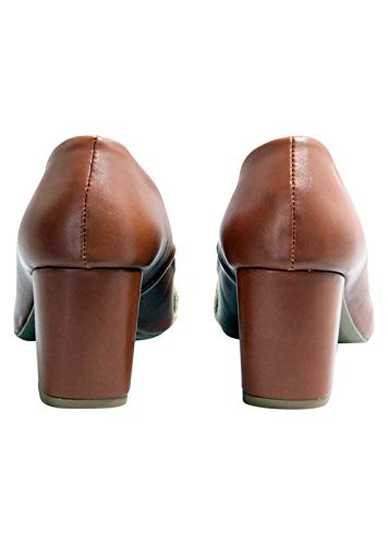 Scarpin Com Trança Em Corda Linhaça Salto Grosso Cor:Marrom;Tamanho:36;Gênero:Feminino