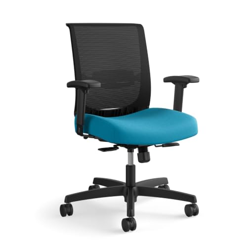 Image of HON Convergence Ergonomic Office Chair with Mesh Back, Adjustable Arms, Lumbar Support, Synchro‑Tilt Desk Chair with Wheels for Home Office or Computer Use, Black Frame, Peacock
