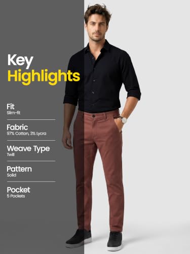 Image of Beyoung Cotton Lycra Classic Fit Chino Pants for Men | Casual Pants | Stretchable Chinos | Slant Pockets | Chino Trousers